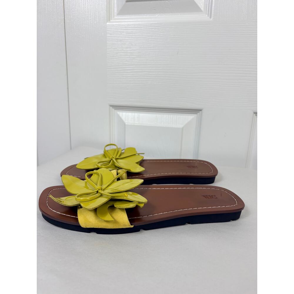 Zara Lime Green Flat Sandals Size 9 NWOB - Picture 4 of 7